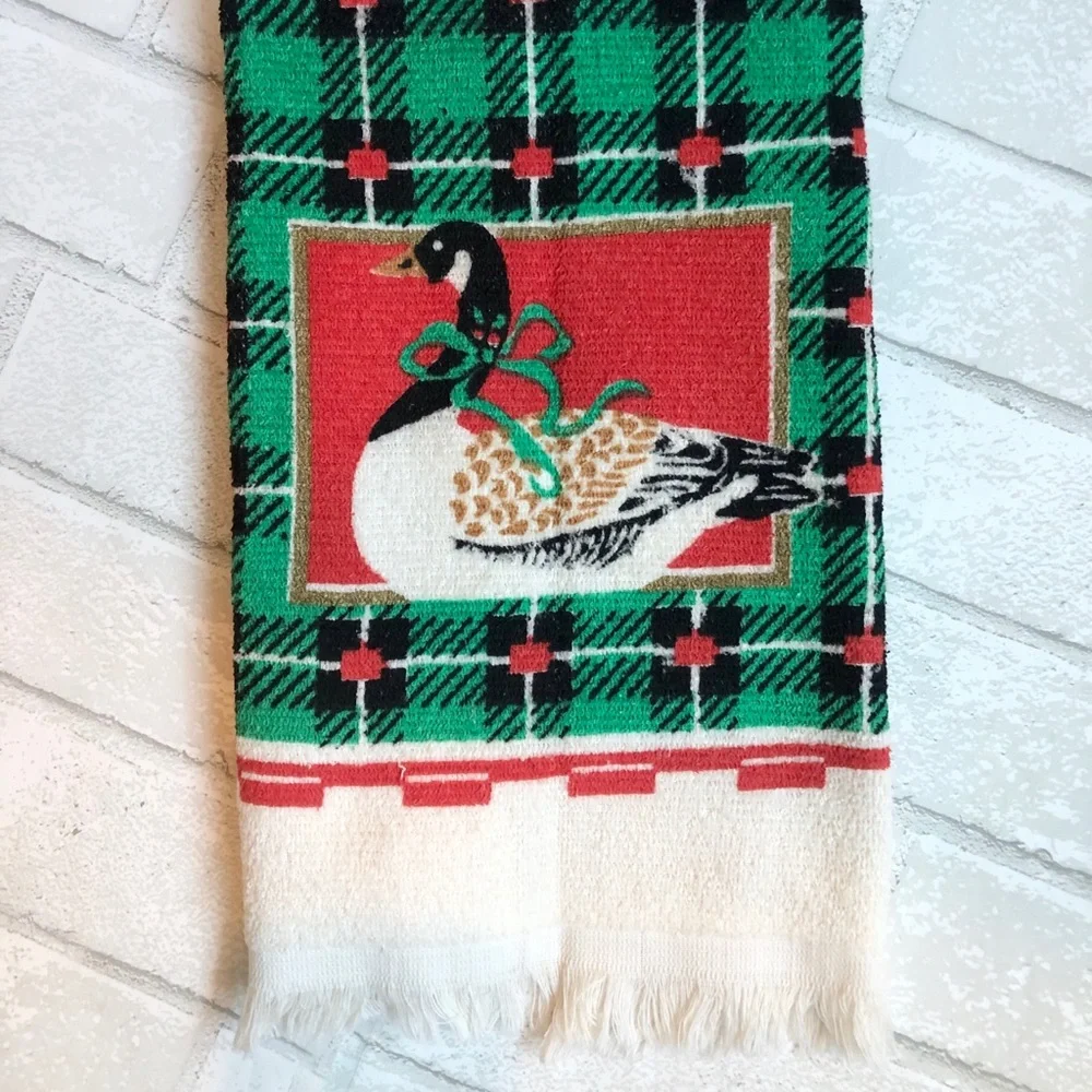 Vintage Cottagecore Christmas goose hand towel